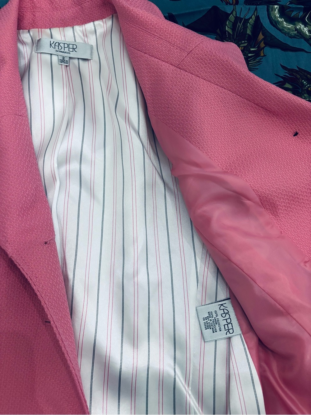 Vintage Kasper Barbie-Pink Textured Blazer, 2 - Picture 4 of 4